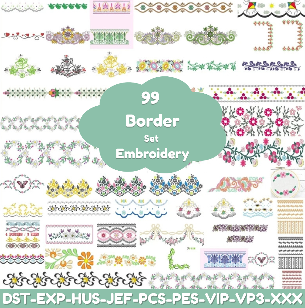 Elegant Floral Border Embroidery Bundle