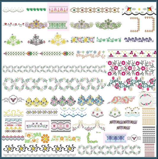 Elegant Floral Border Embroidery Bundle